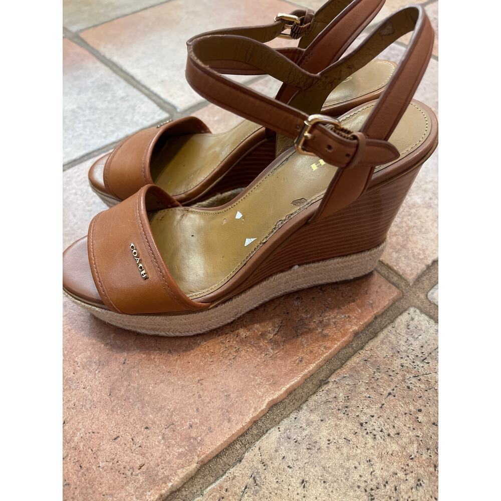 Coach leather ankle strap open toe heel size 7 - Picture 6 of 8